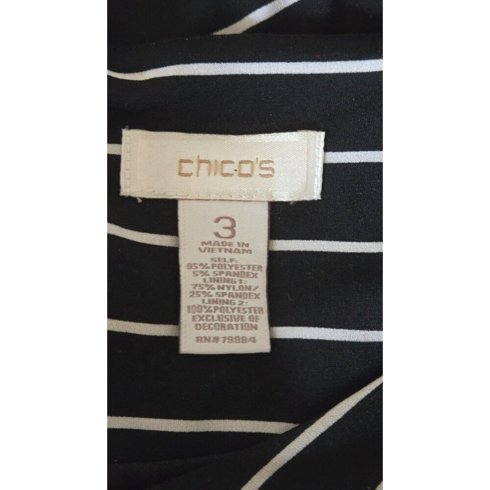 Chico's So Slimming multicolor Striped Ruched Wiggle Dress 3/4 Sleeve size 3 - Picture 6 of 7